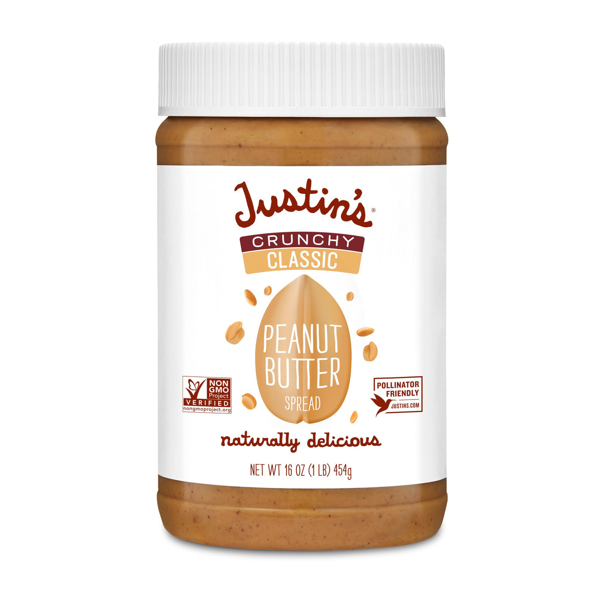 Justins Peanut Butter Classic Crnch jar - premium spread for toast and sandwiches.