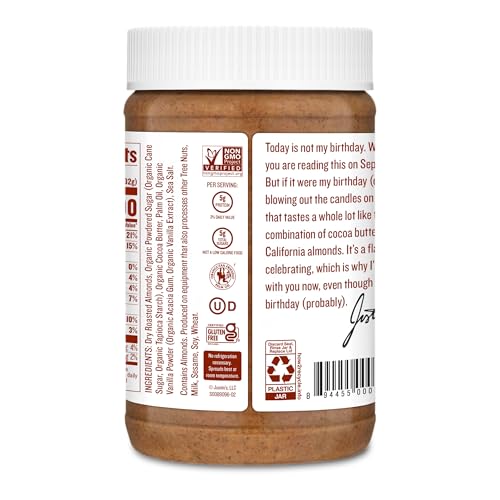 Justin's Vanilla Almond Butter bottle evokes warm vanilla aroma for snacks and spreads.