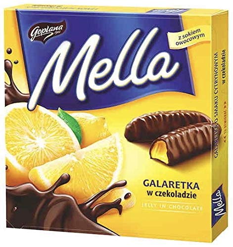 Jutrzenka MELLA chocolate-coated blackcurrant jelly with fruity depth.