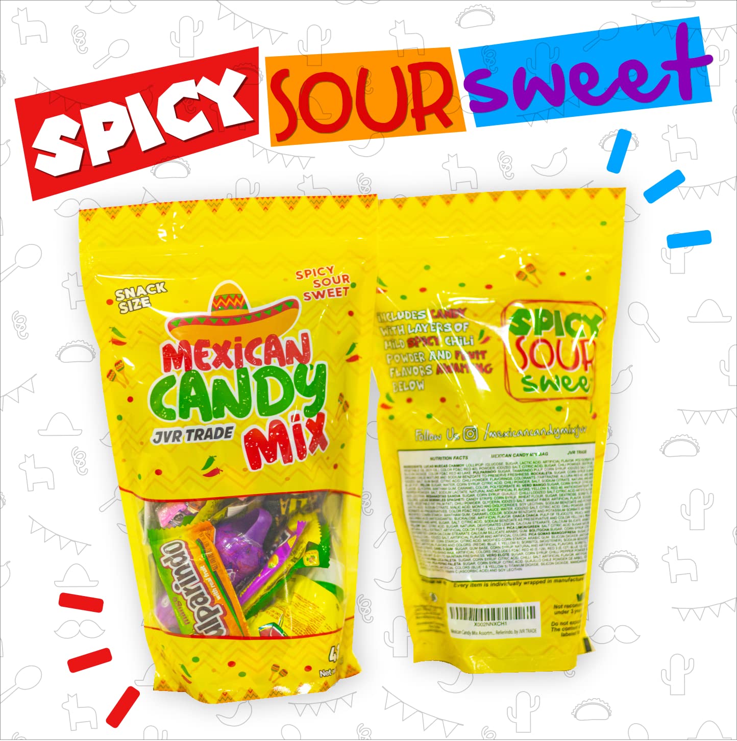 JVR TRADE Pulparindo Chamoy candy, tart and spicy, ideal for sharing.