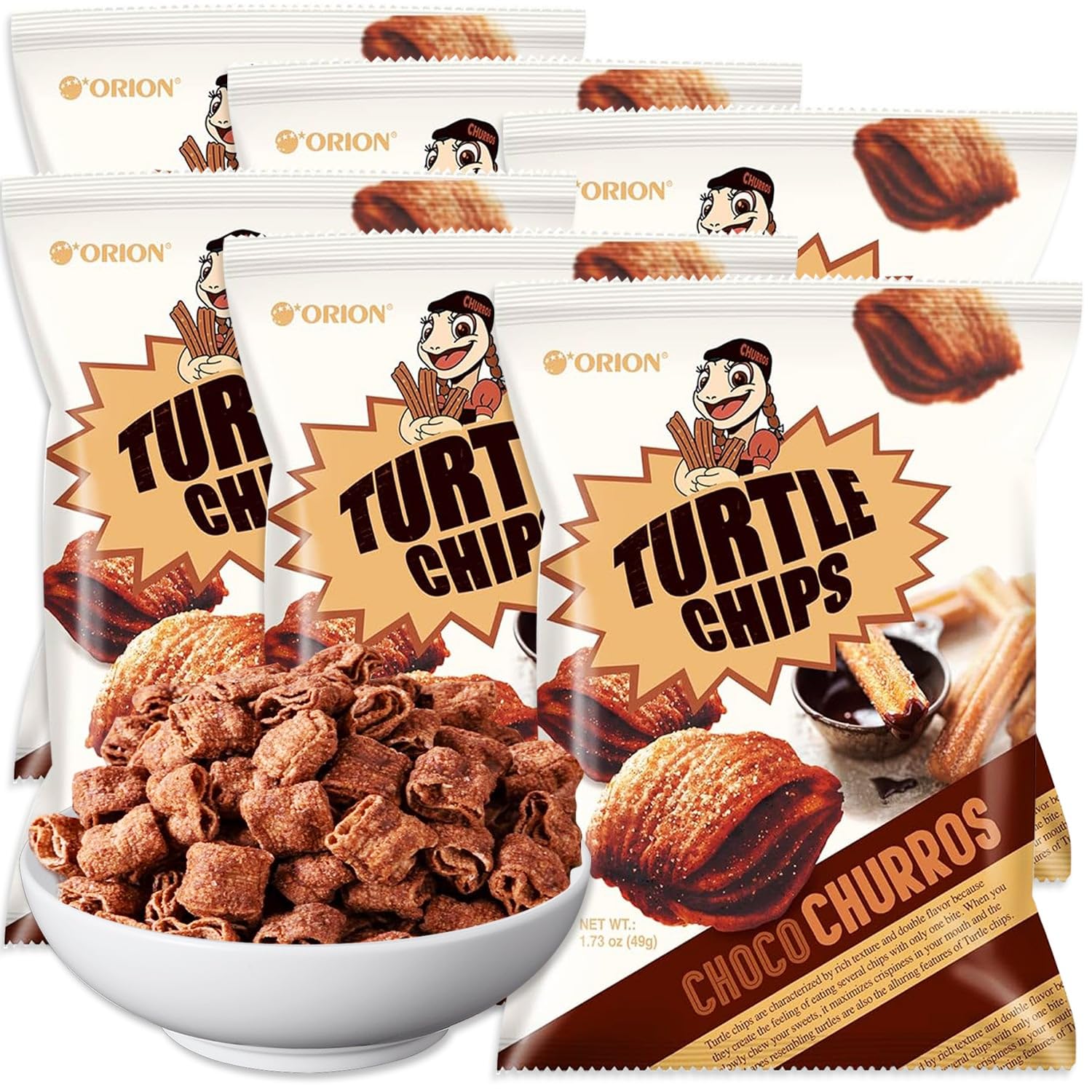 K-Munchies Orion Turtle Chips Choco Churro front pack for on-the-go sweetness