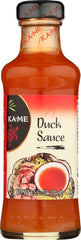 KA-ME Duck Sauce label closeup highlighting ingredients and versatile culinary uses.