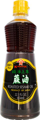 Kadoya sesame oil bottle pouring to enhance stir-fry aroma