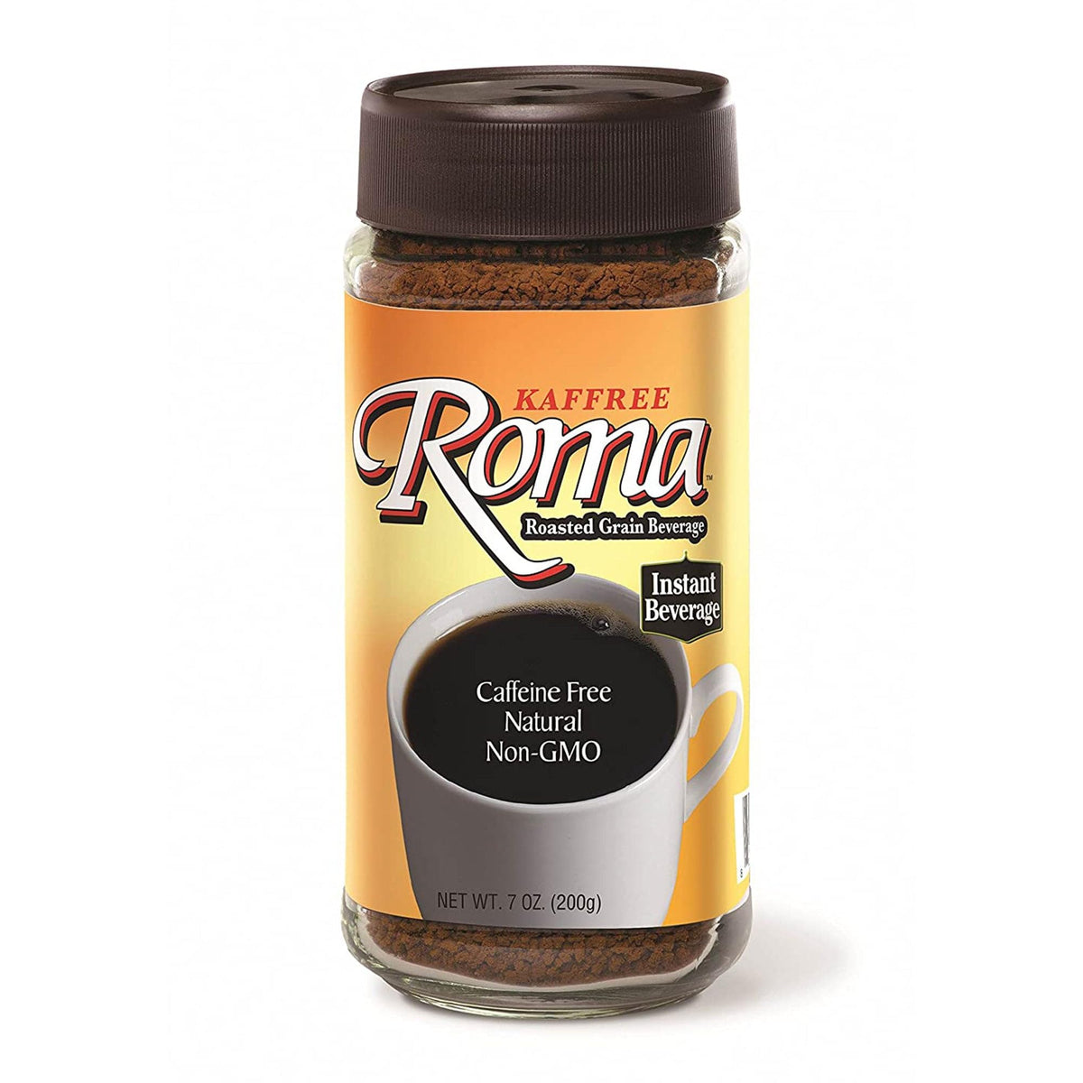 Kaffree Roma Bev Coffee 7oz pack with caffeine-free, rich aroma and versatile uses