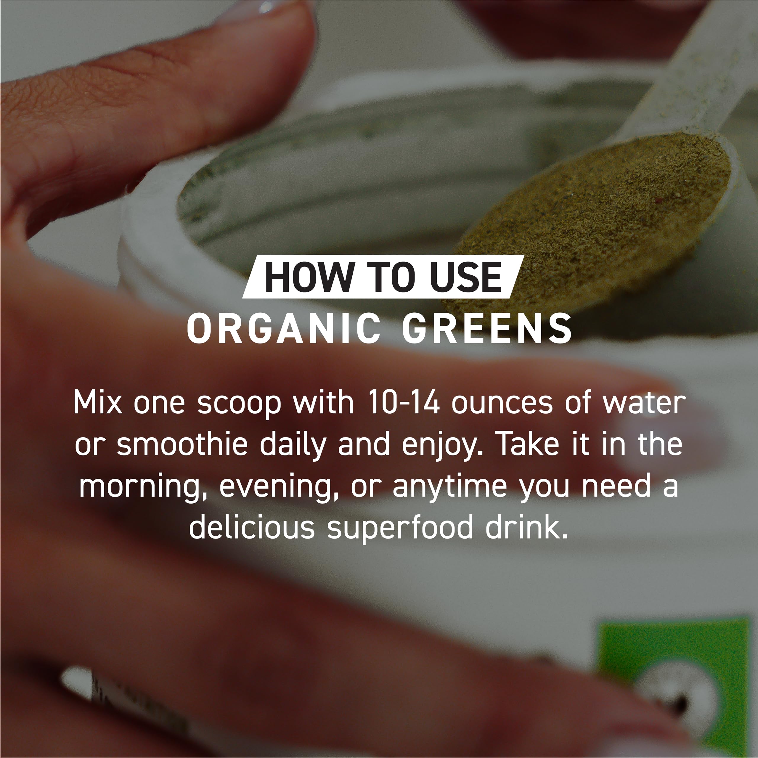 Kaged Organic Greens Apple Cinnamon no sugar added formula for clean taste.