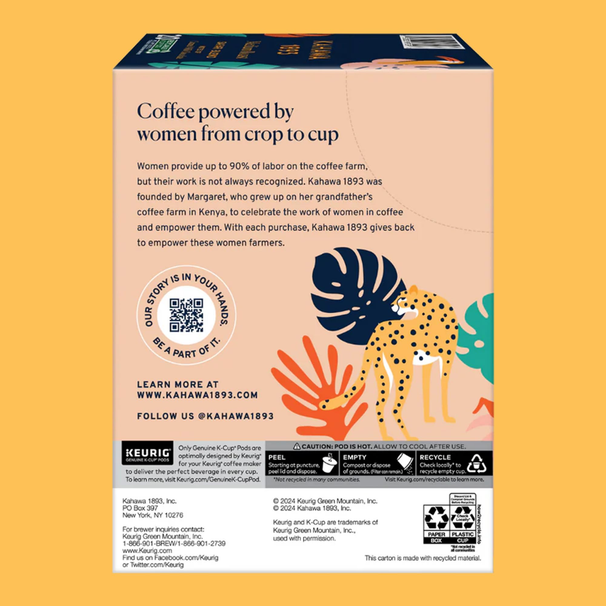 KAHAWA 1893 Safari Blend QR tip feature, enabling farmer tips that support East African partners.