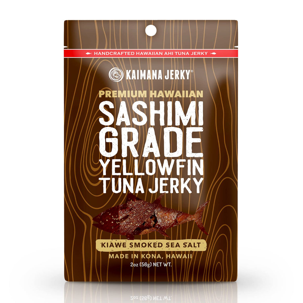 Kaimana Ahi Tuna Jerky Kiawe Smoked Sea Salt 2oz: savory, protein-rich snack for on-the-go.
