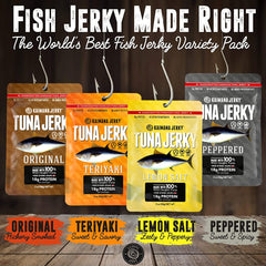 Kaimana Ahi Tuna Jerky Lemon Salt flavor for zesty mouthwatering bites