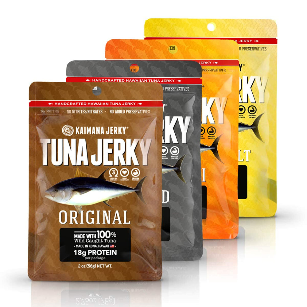 Kaimana Ahi Tuna Jerky Original flavor in a resealable bag for on-the-go protein