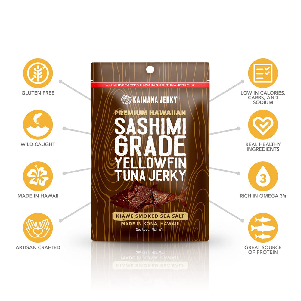 Kaimana Ahi Tuna Jerky Preservative-Free: pure tuna flavor, no MSG.