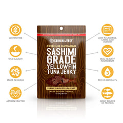 Kaimana Ahi Tuna Jerky Preservative-Free: pure tuna flavor, no MSG.
