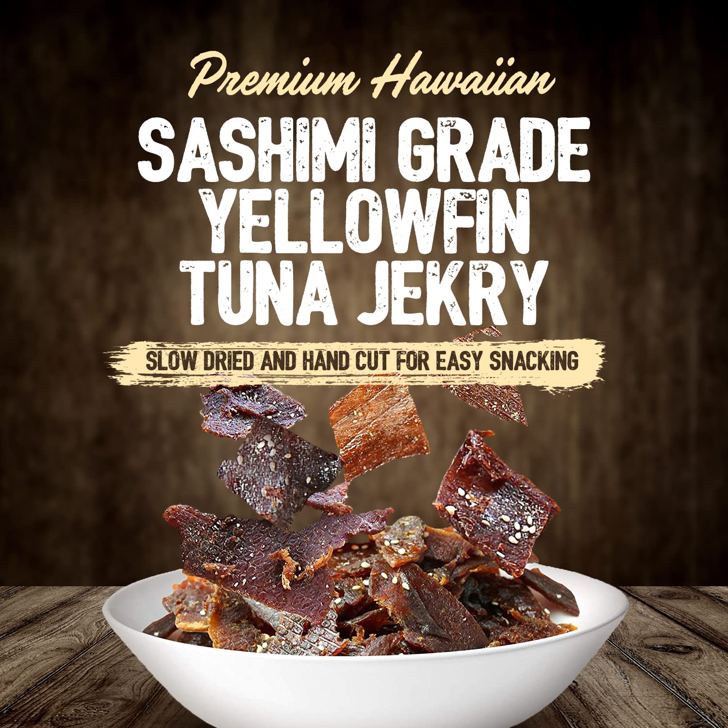 Kaimana Ahi Tuna Jerky Wild-Caught Longline: sustainably sourced protein from the ocean.