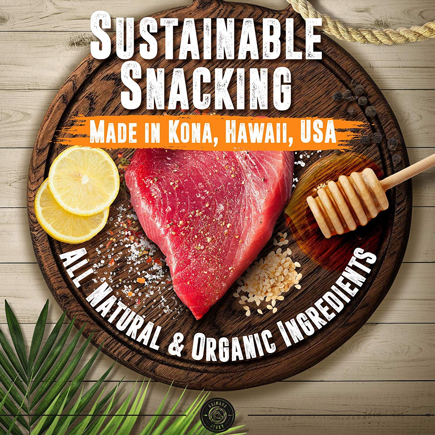 Kaimana Jerky Ahi Tuna Lemon Salt snack offering bright flavor and protein.