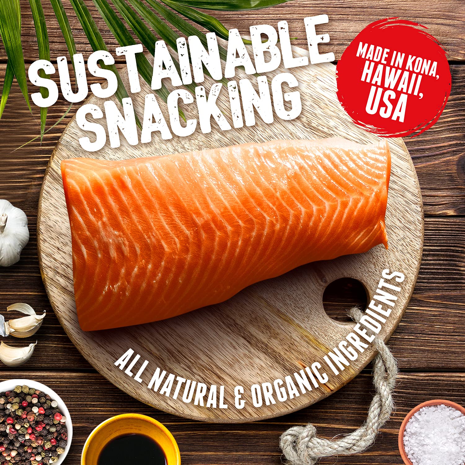 Kaimana Jerky on-the-go scene with wild salmon jerky, travel-friendly protein boost.