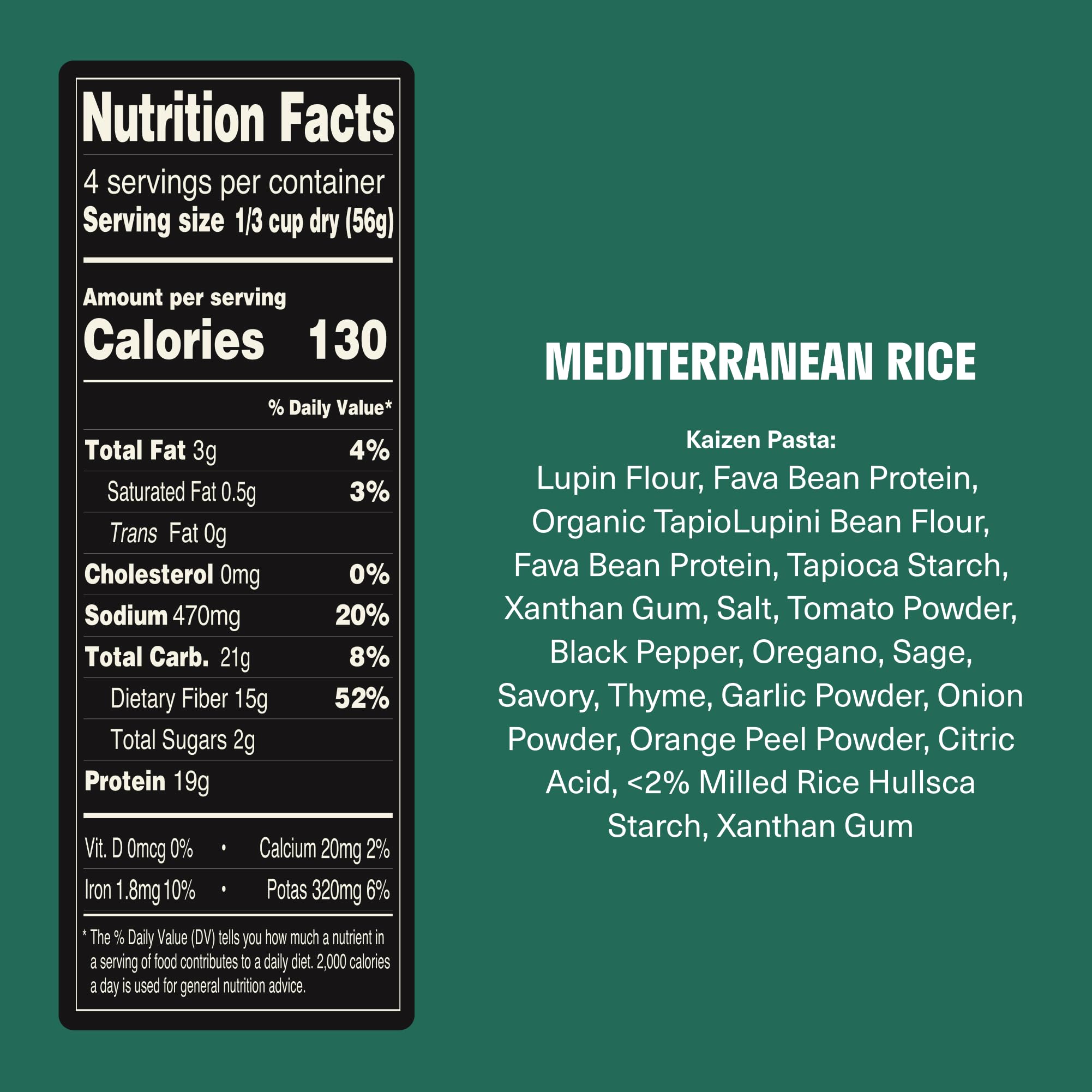 Serving bowl of Kaizen Mediterranean Rice highlighting high-protein, low-carb meal option.