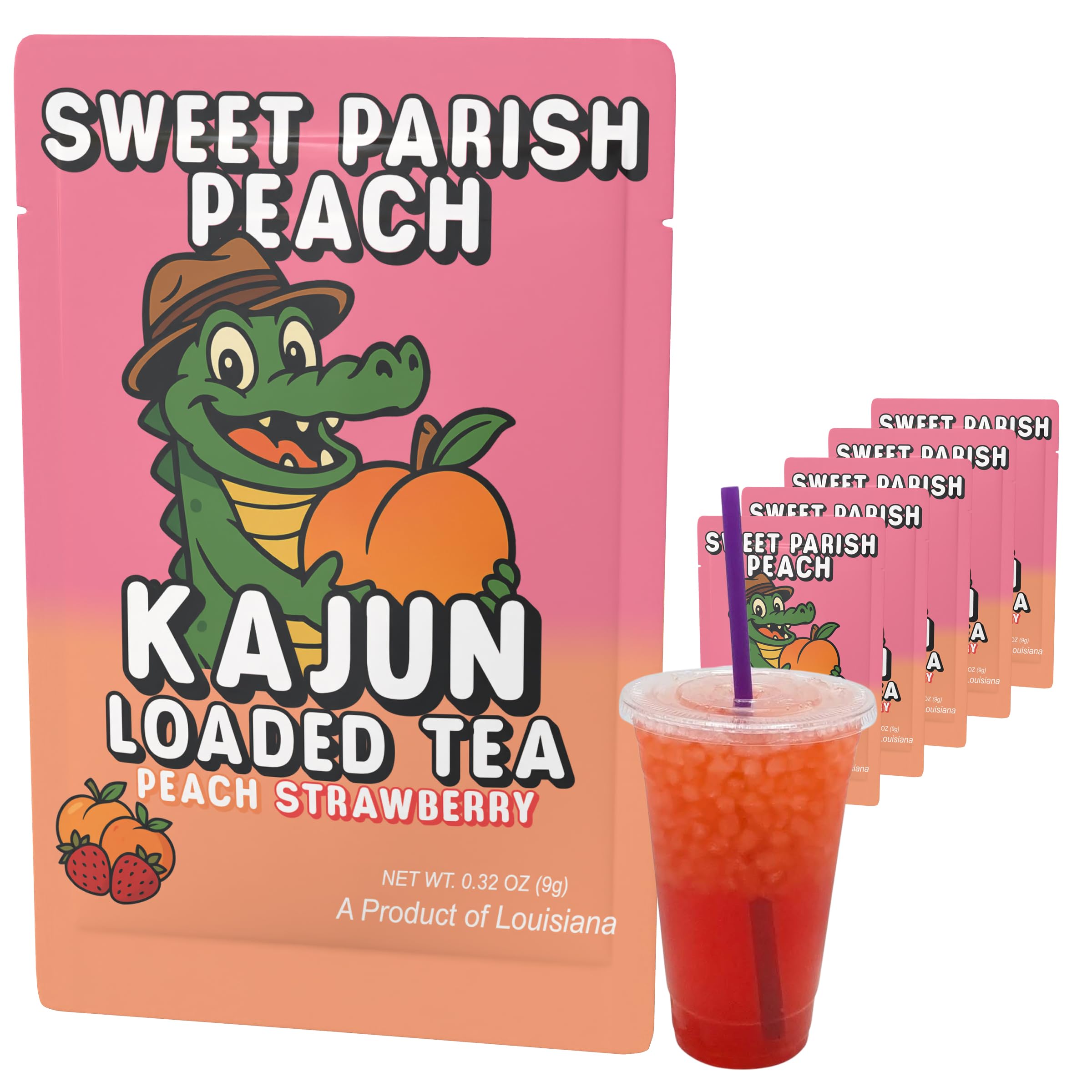 Kajun Loaded Tea Sweet Parish Peach pack for easy, flavorful at-home use.