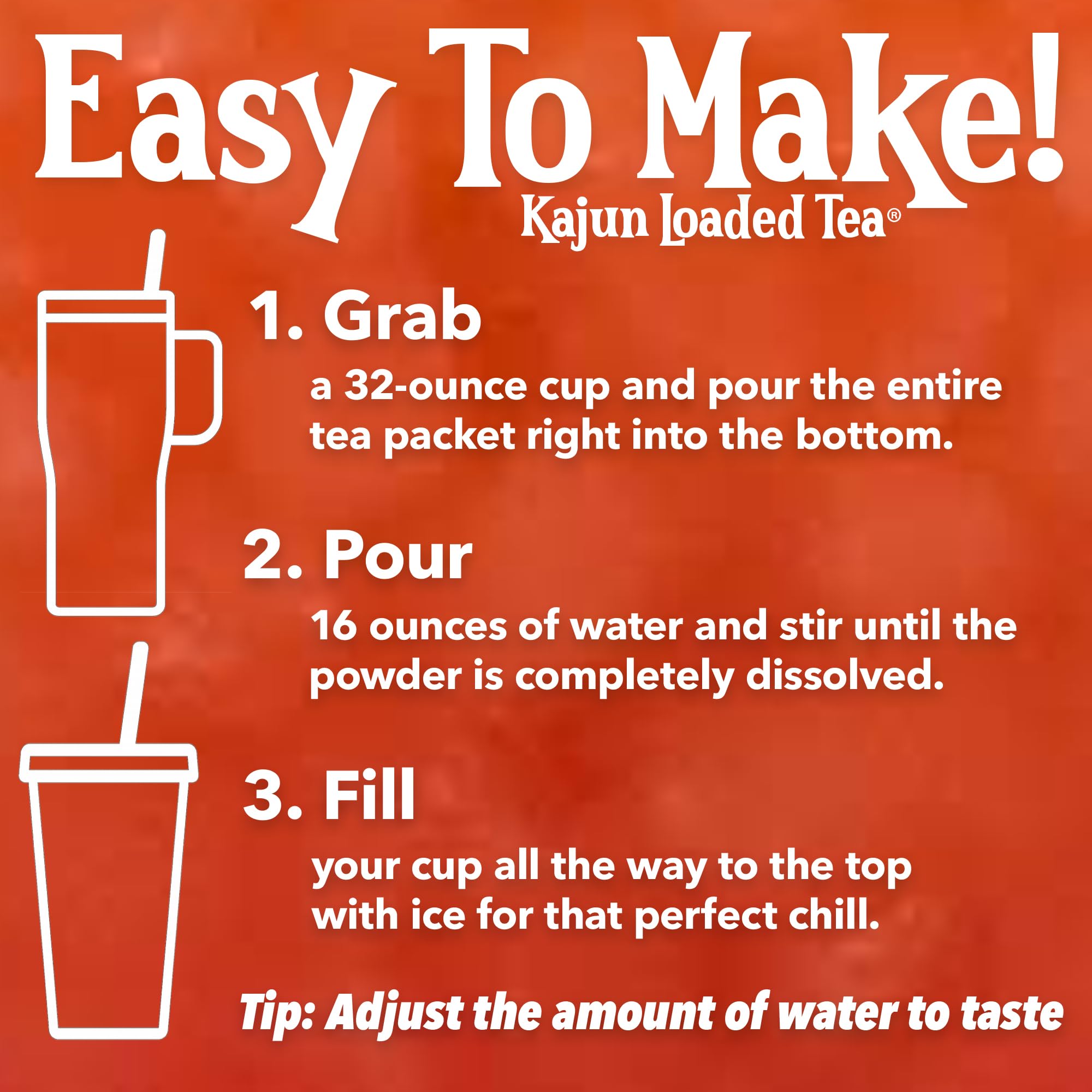 Kajun Loaded Tea zero sugar and calories label on package for keto-friendly use.