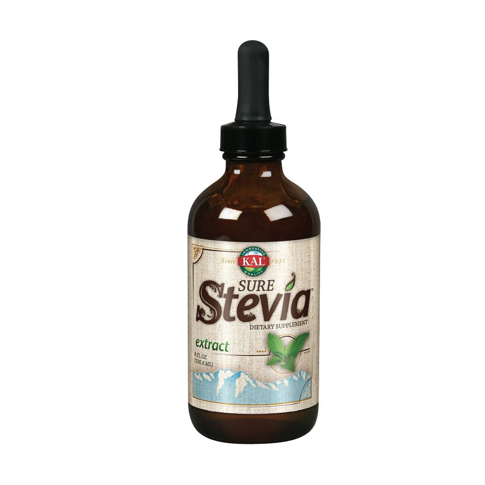 KAL Sure Stevia Extract dropper demonstrates precise, zero-calorie sweetness for drinks.
