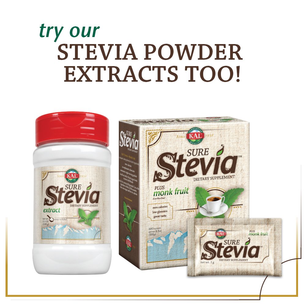 KAL Sure Stevia Extract adds flavorful sweetness to beverages and recipes.