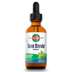 KAL Sure Stevia liquid extract bottle shows zero-calorie sweetening for drinks