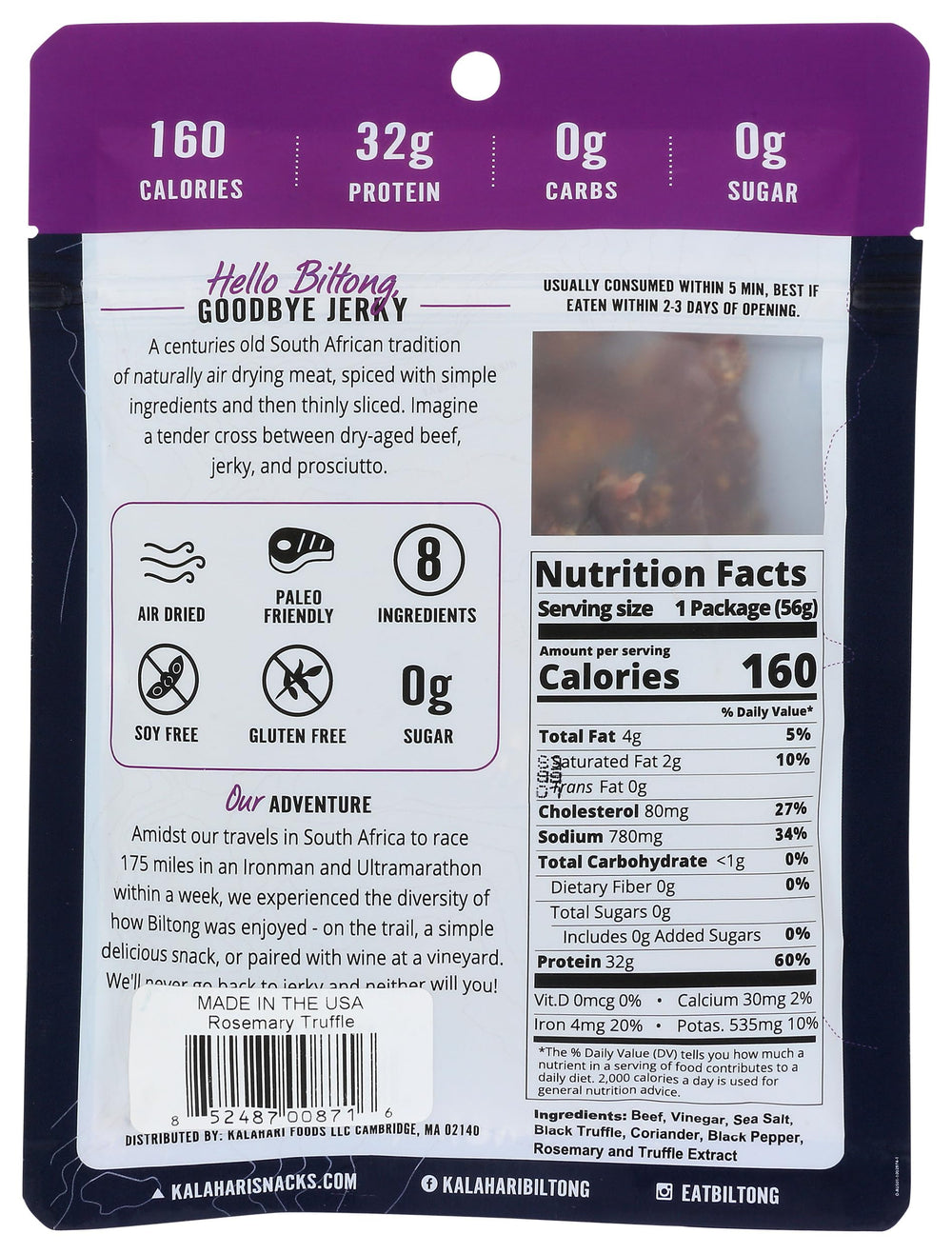 Kalahari Biltong rosemary-truffle beef slices showing premium texture
