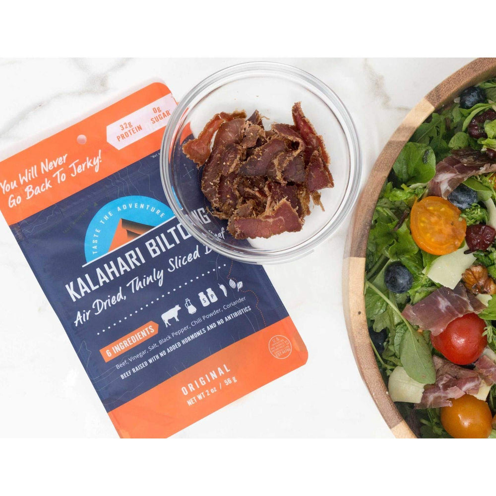 Kalahari Biltong spicy peri peri bites with kick for flavor lovers.