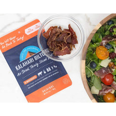 Kalahari Biltong spicy peri peri bites with kick for flavor lovers.