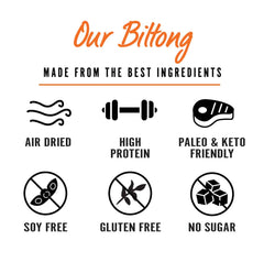 Kalahari Biltong top-round-beef slice highlights high-protein bite