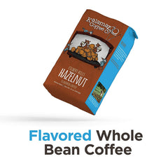 Kalamazoo Hazelnut beans closeup showing rich aroma for brewing.