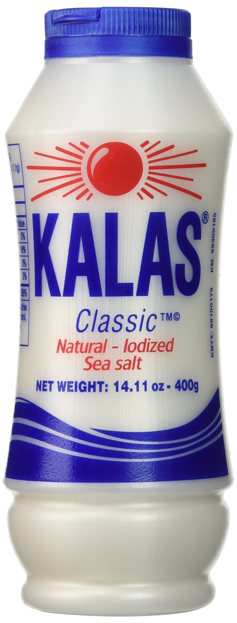 Kalas Classic Greek iodized sea salt 400-gram pack shot for everyday cooking.