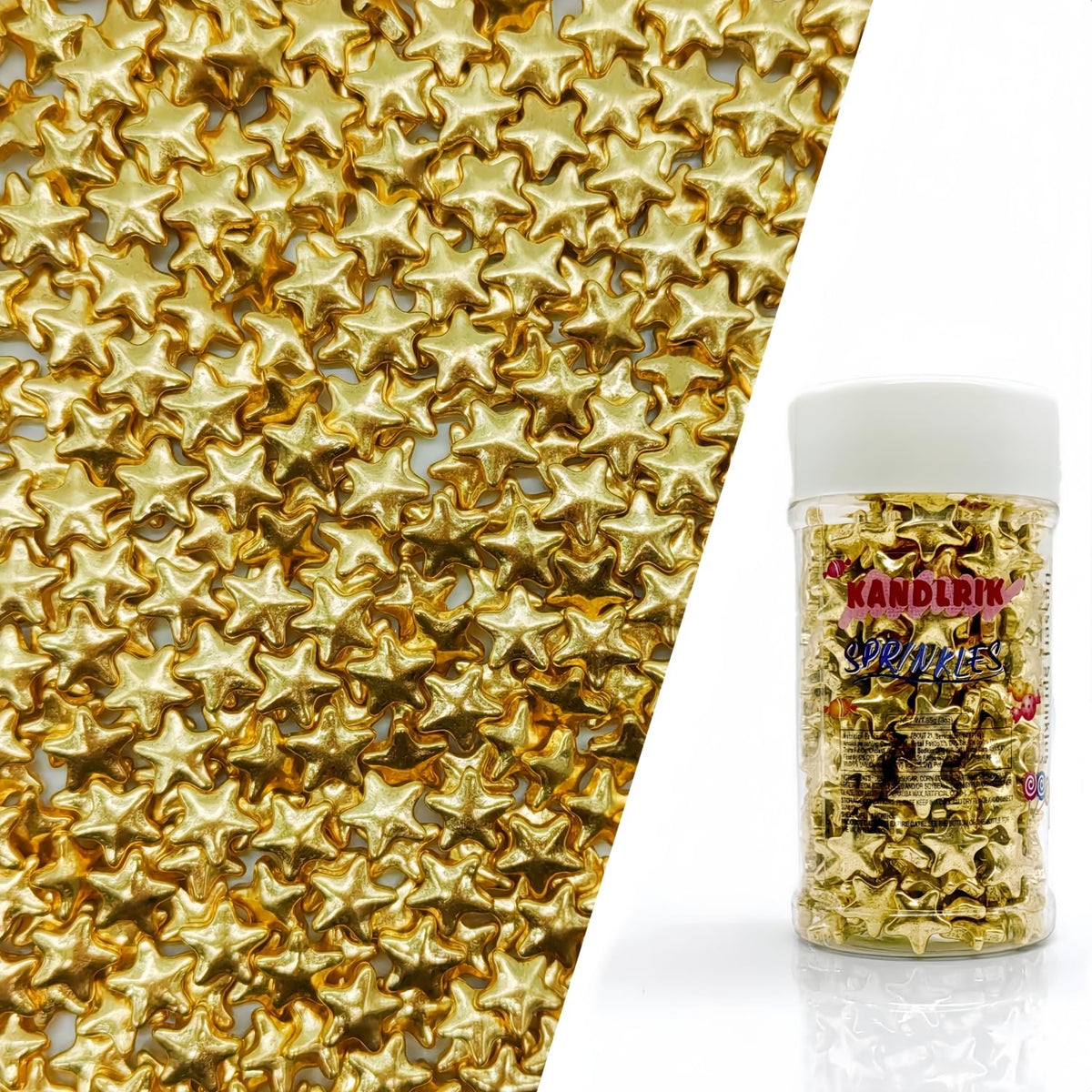 KANDLRIK 10mm gold star sprinkles for cakes add festive sparkle.