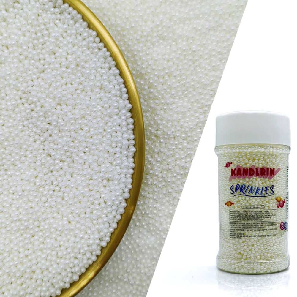 KANDLRIK edible white pearl sugar sprinkles 2mm pearls decorate cakes and cookies beautifully.
