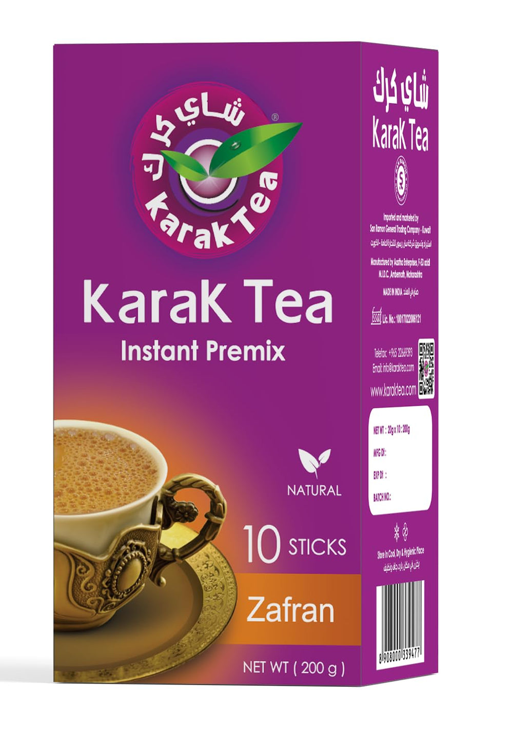 KARAK TEA premix sachets with saffron in pack for a rich aromatic cup