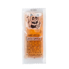 Closeup of Kari-Out Duck Sauce 8g portion packet for quick dipping and consistent flavor.