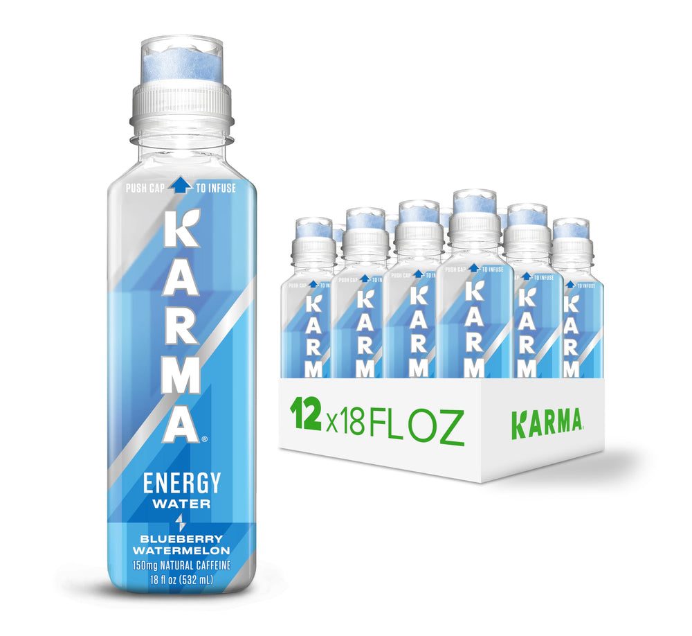 Karma Energy Blueberry Watermelon bottle ready for hydration and focus