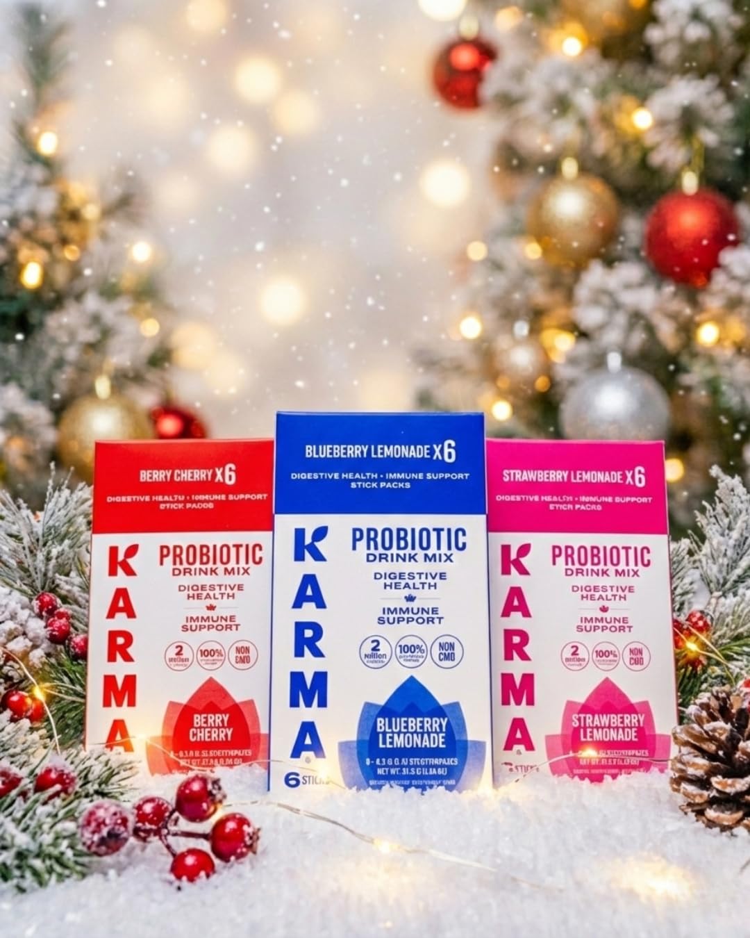 Karma Probiotic Hydration Stick compact six-pack is ideal for travel and gym days.