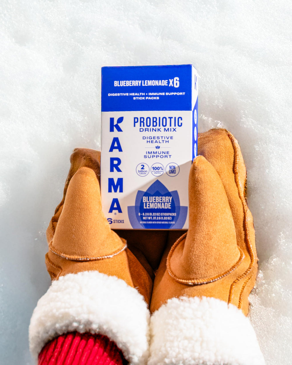 Karma Probiotic Hydration Stick with six vitamins supports daily energy and immune awareness.