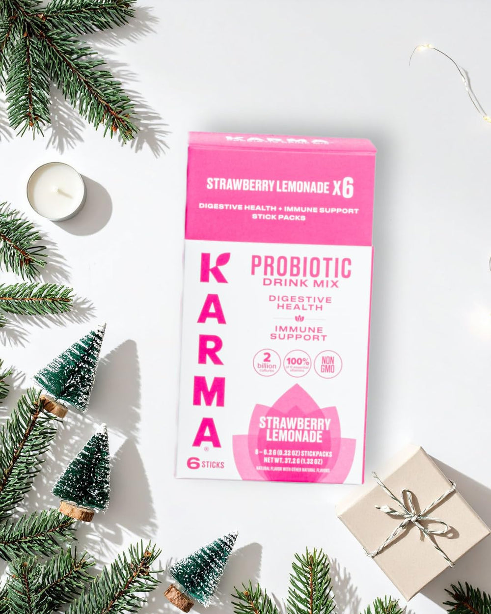 Karma Probiotic Hydration strawberry lemonade stick close-up