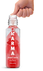 Karma Probiotic Water Berry Cherry bottle side with colorful label