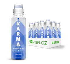 Karma Probiotic Water Blueberry Lemonade bottle front shows refreshing flavor and daily probiotic support.