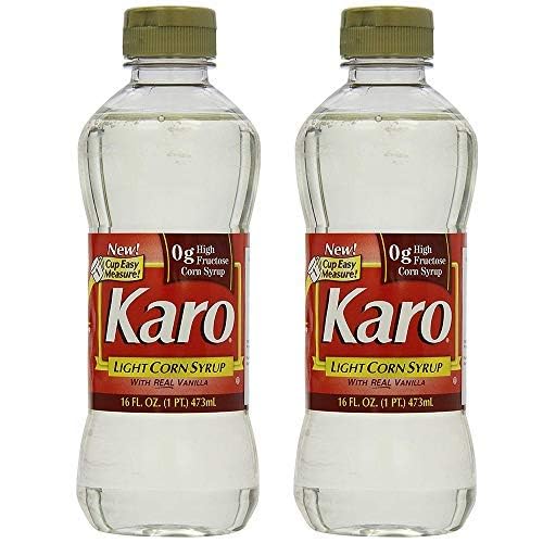 KARO Light Corn Syrup bottle, 16 oz, pack of 2, ideal for baking and sauces.