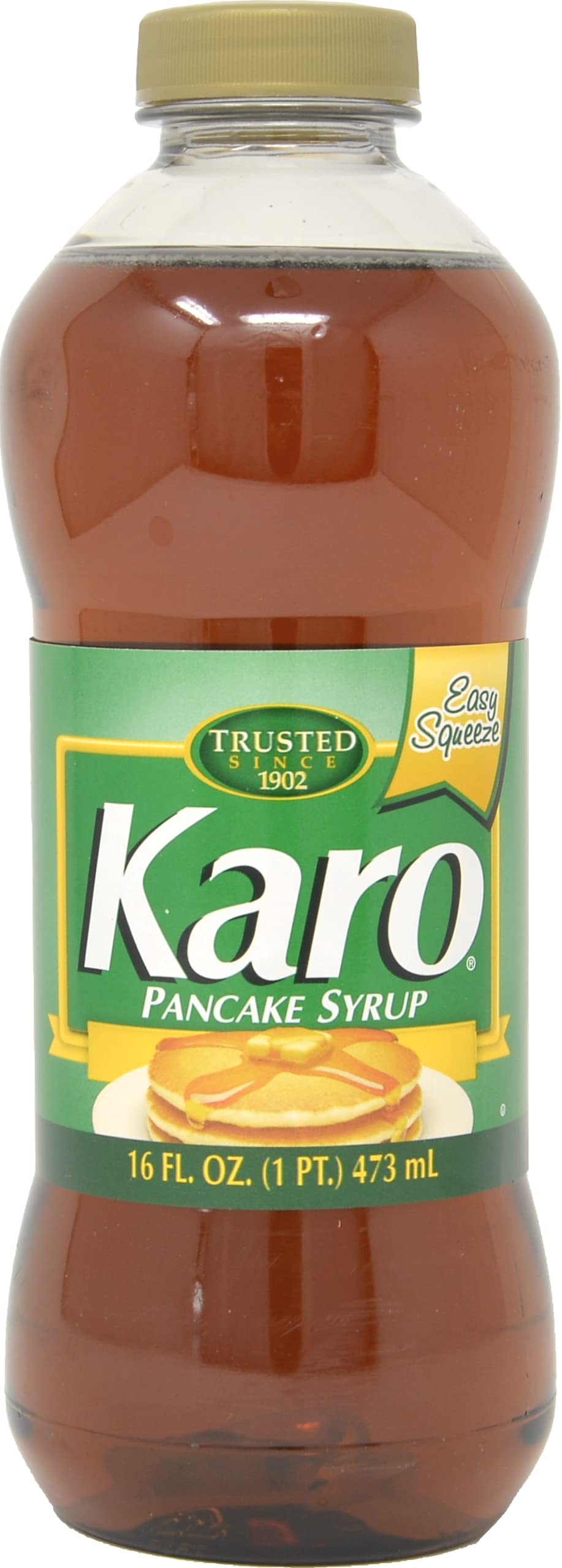 KARO pancake syrup six-pack bottles shown for convenient family breakfasts.