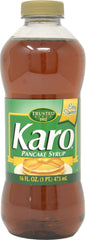 KARO pancake syrup six-pack bottles shown for convenient family breakfasts.