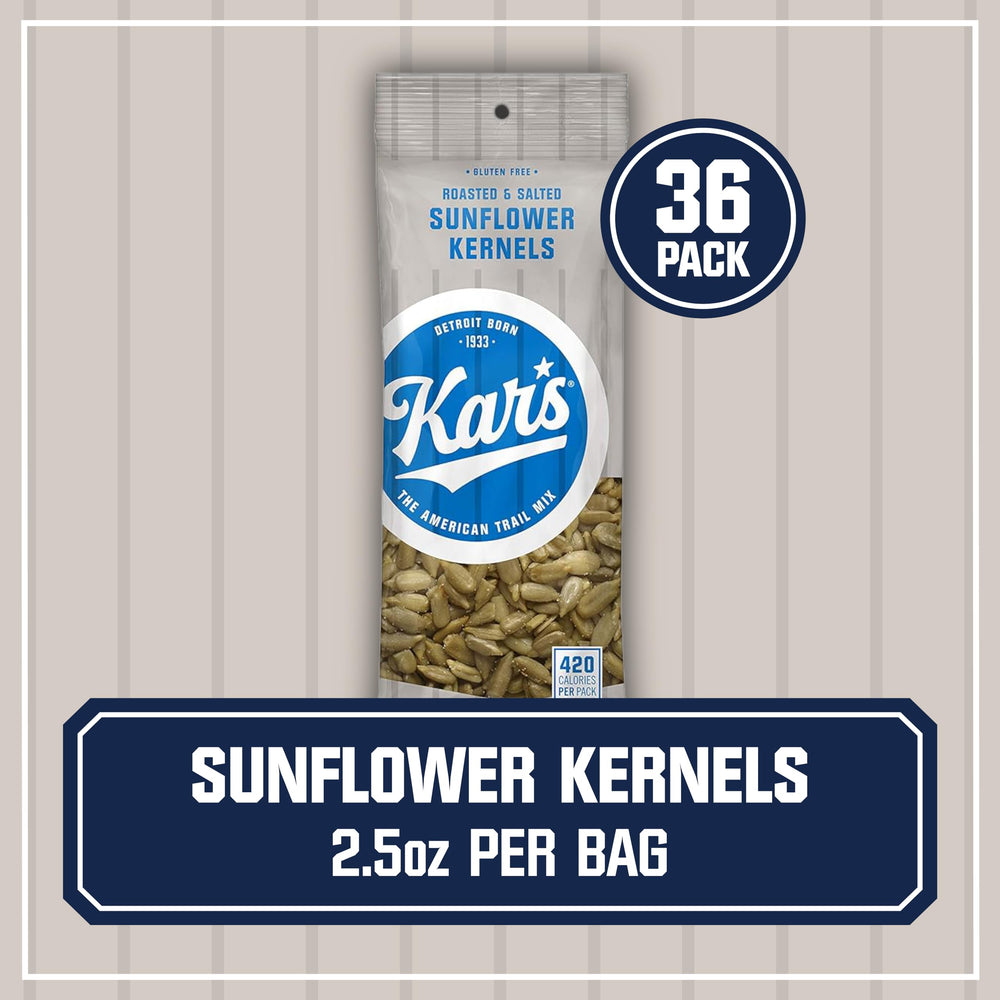 Kar's Sunflower Kernels bulk 36-pack box designed for easy sharing
