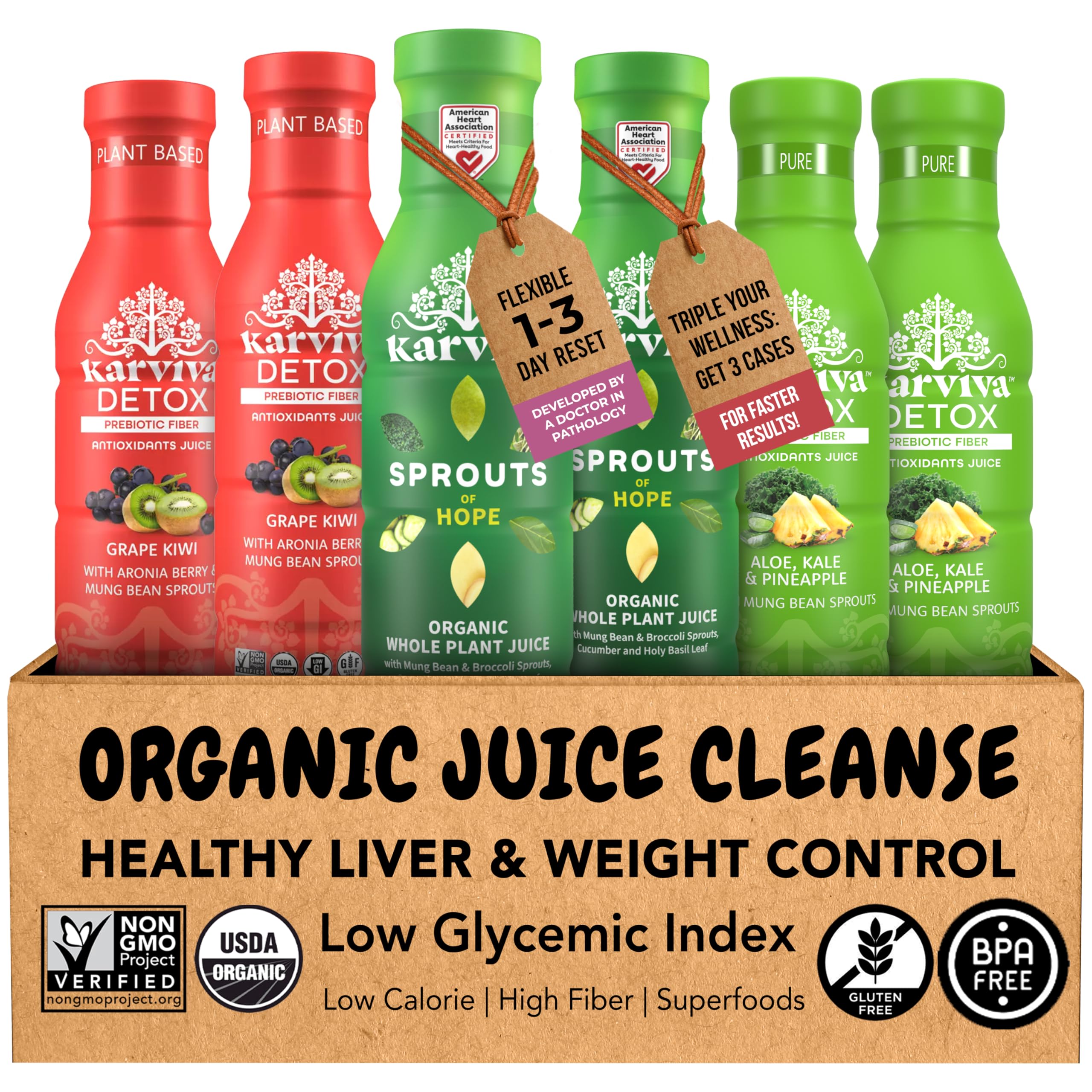Karviva Detox juice bottle with aronia berry blend for a refreshing cleanse