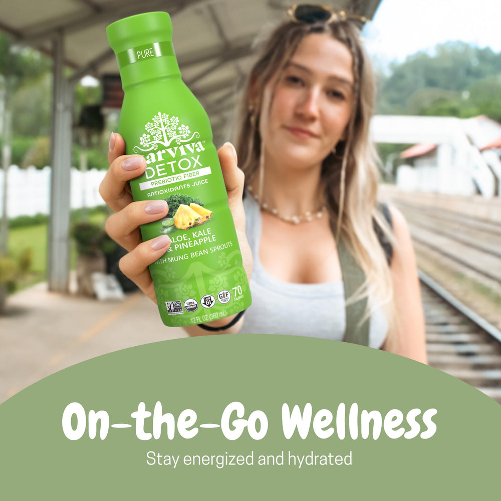 Karviva Green juice collection bottle trio for low-sugar wellness
