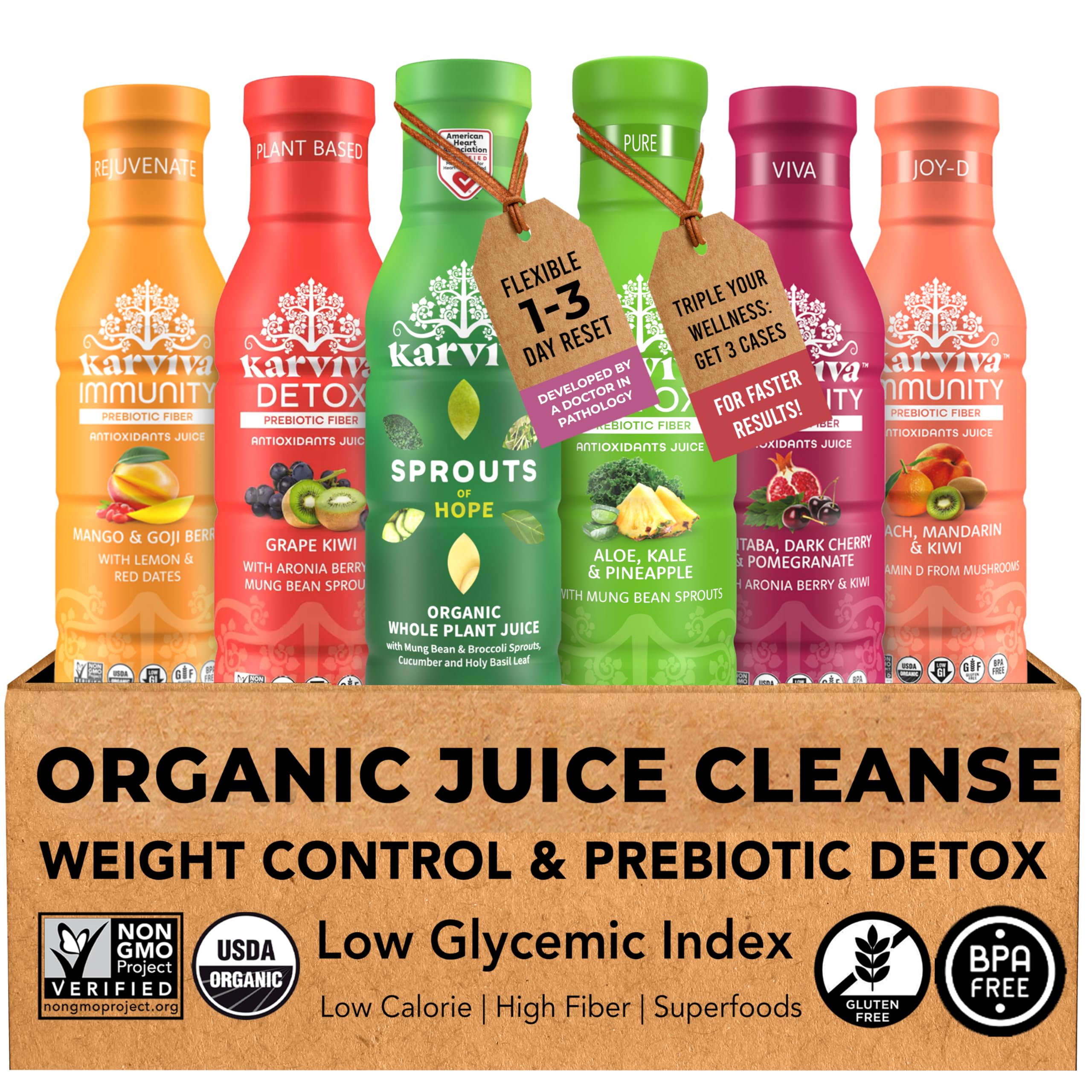 Karviva juice cleanse bottle berry-lemon displaying vibrant flavor profile; supports gentle digestion and cravings management.