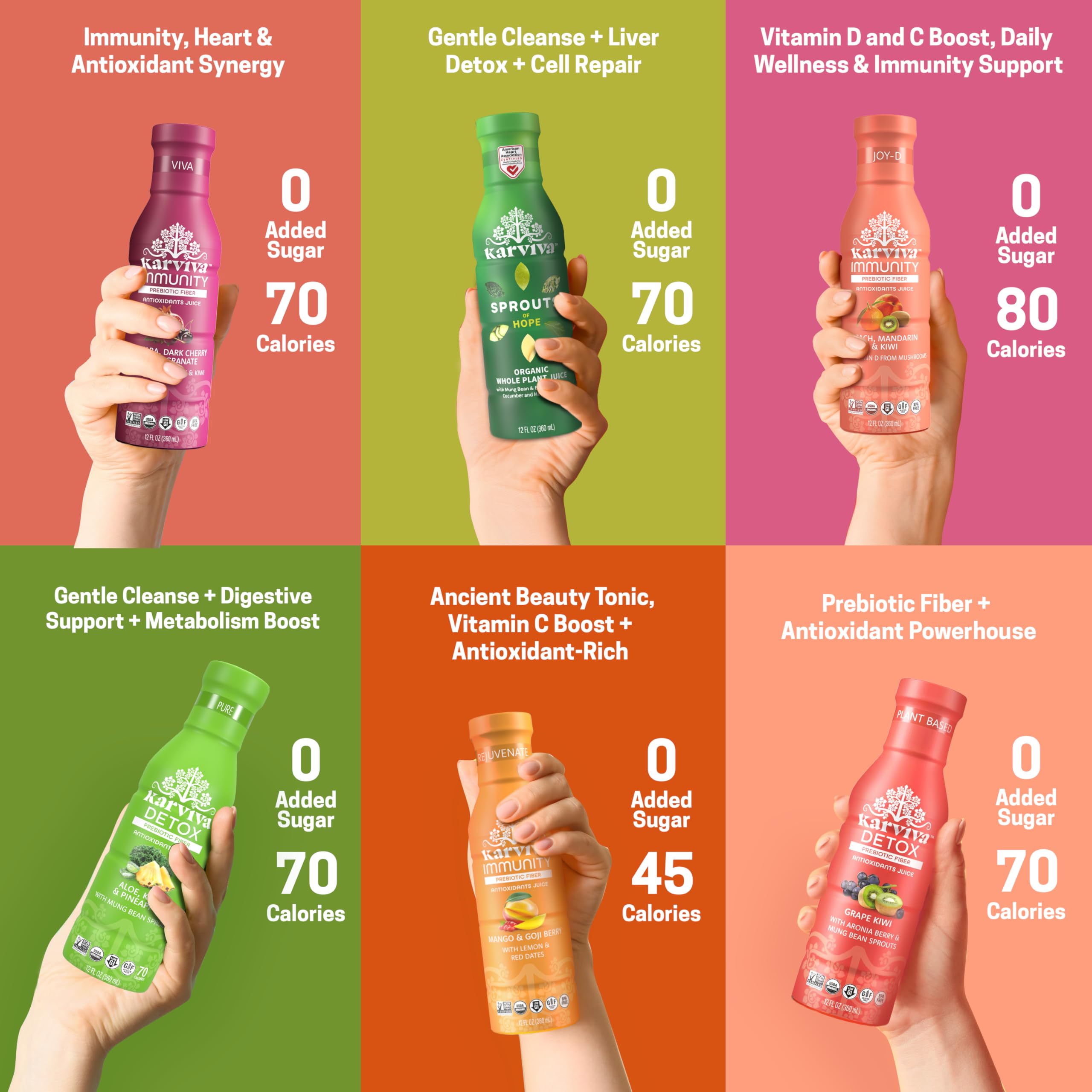Karviva juice cleanse bottle closeup-label focuses on organic ingredients and clean formulation.