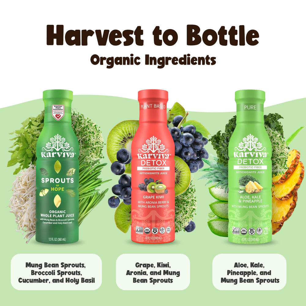 Karviva Ready-to-Drink juice bottle designed for on-the-go nutrition