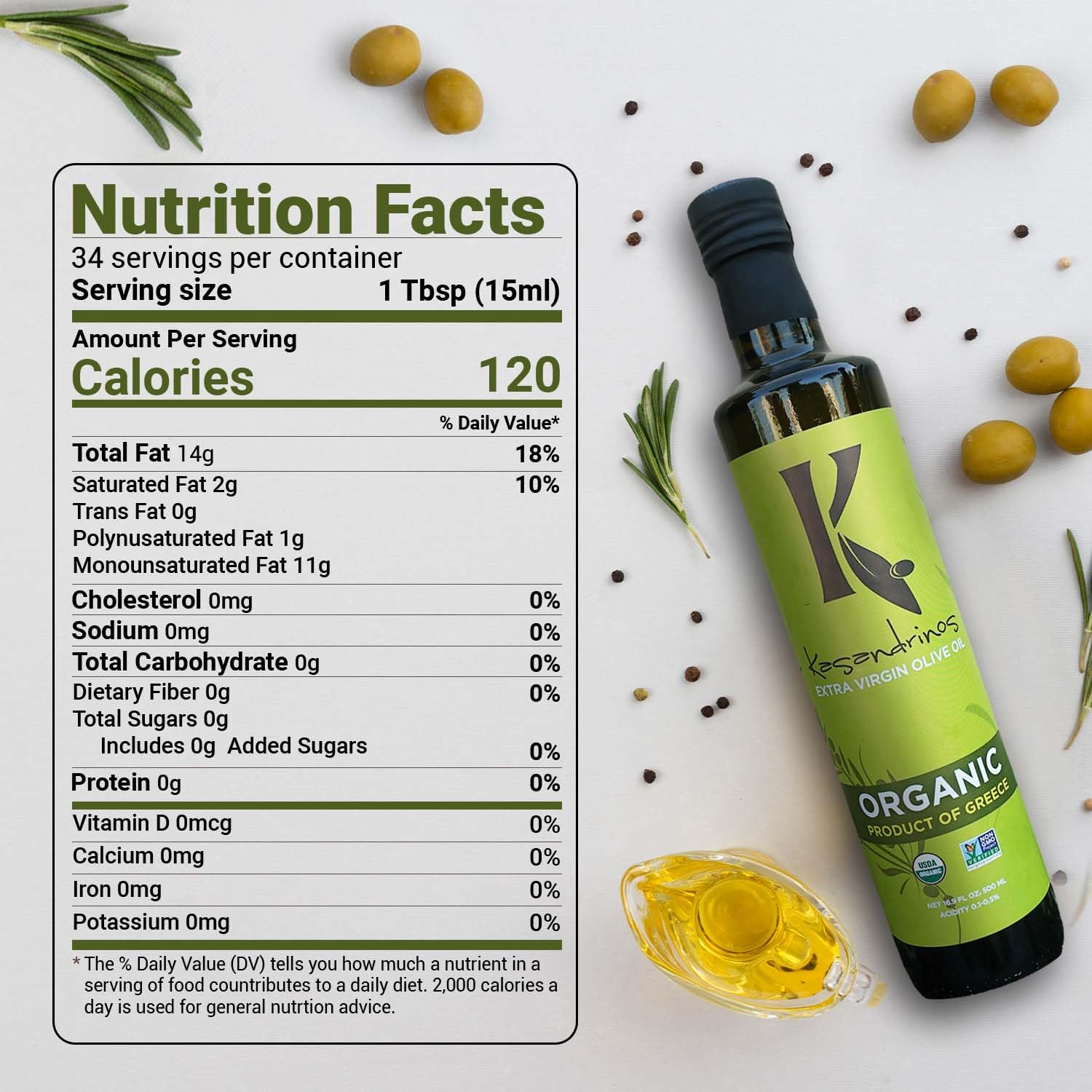 Kasandrinos Extra Virgin Olive Oil pour for salad drizzle.